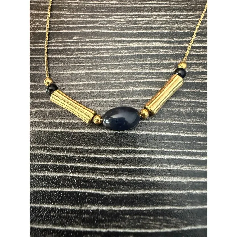 Vintage Napier Gold and Black Elegant Simple Necklace